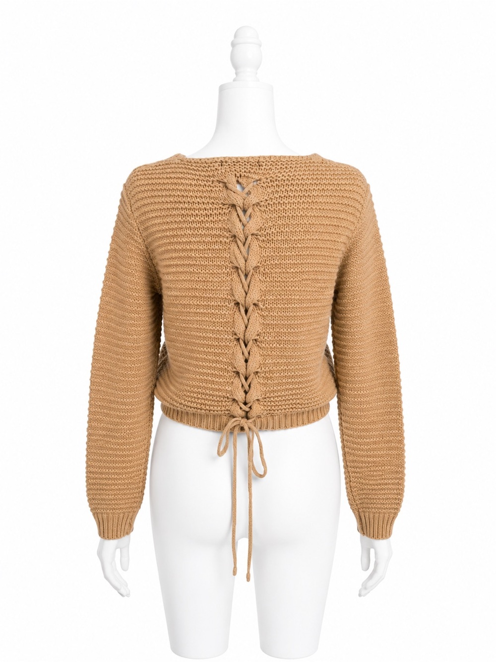 Pretty Guide V-Neck Cable Knit Sweater in Camel - Picture 2 of 3